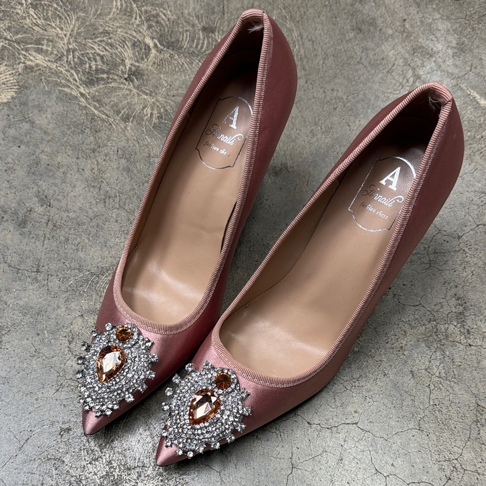 * Luxurious Satin Heels with Jewel Embellishments